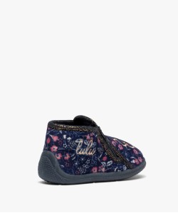 Chaussons bébé fille en velours imprimé fleurs - Lulu Castagnette
